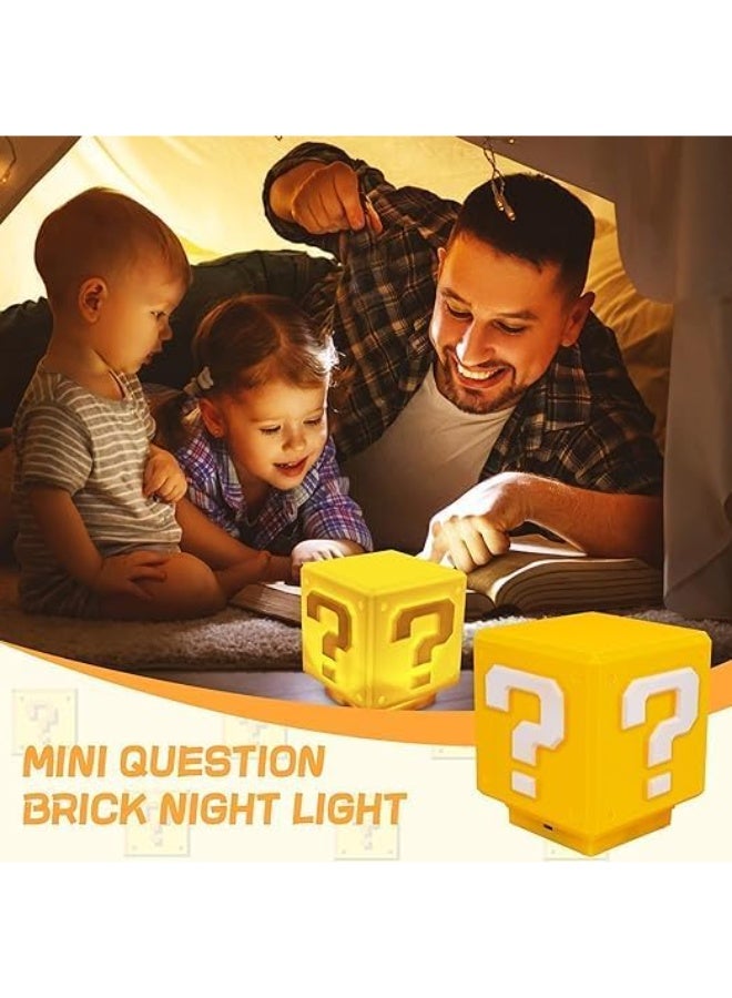 showkah® Mini Question Block Night Light – Rechargeable Desk & Bedside Lamp with Game Sound Effects, Type-C Charging, Soft Glow for Kids & Game Fans - Image 4
