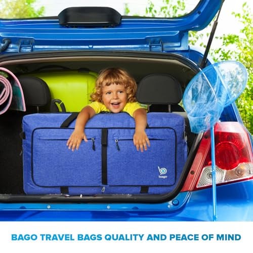 Bago Big XXL Foldable Duffel Bags for Traveling Women & Men - 140L Packable Duffle Bag for Travel with Shoe Compartment - Water Repellant, Heavy Duty, Lightweight Folding & Collapsible (SnowDepBlue) - Image 2
