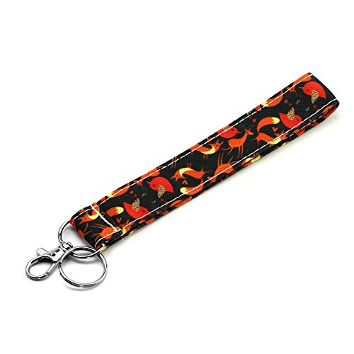 LParkin Fox Gifts Lanyard Keychain Lanyard for Women ID Badge Holder Keychain Lanyard Lanyards ID Holder Cotton Fabric Preschool Lanyard Teacher Gift Coworker Gift for Her Boss (Black) - Image 1