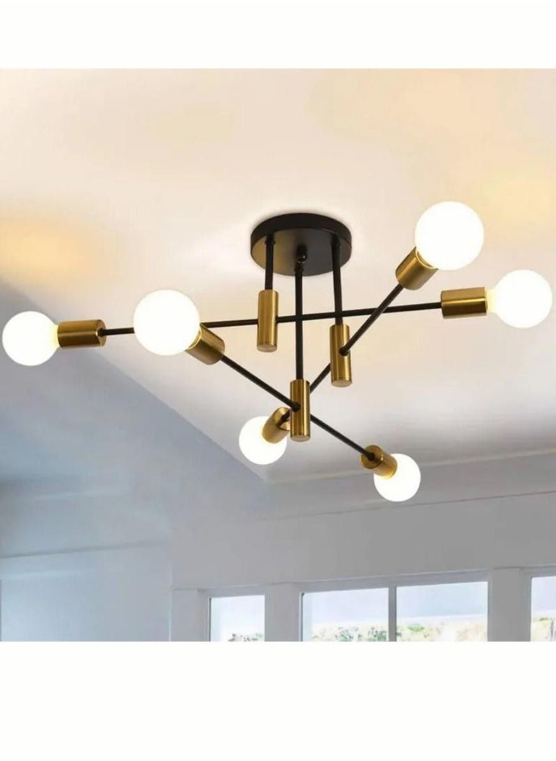 MIXDE - Modern Chandelier Mid Century Industrial Gold and Black Light Semi Flush Mount Ceiling Light Fixture For Bedroom Dining Room living Room 4-Light (E27 Bulb Not Included) - Image 1