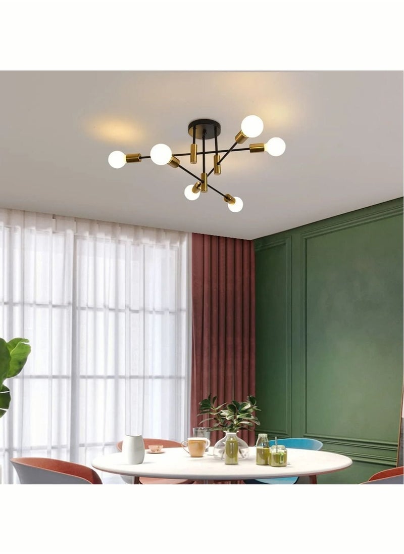 MIXDE - Modern Chandelier Mid Century Industrial Gold and Black Light Semi Flush Mount Ceiling Light Fixture For Bedroom Dining Room living Room 4-Light (E27 Bulb Not Included) - Image 1