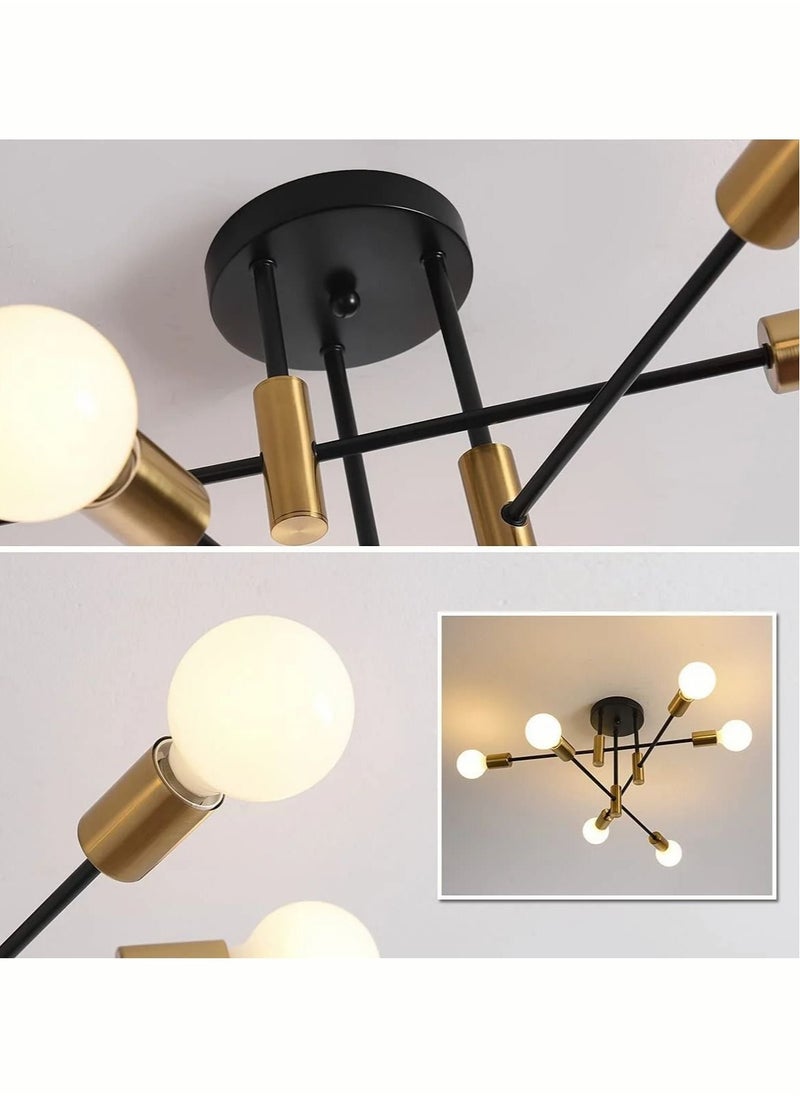 MIXDE - Modern Chandelier Mid Century Industrial Gold and Black Light Semi Flush Mount Ceiling Light Fixture For Bedroom Dining Room living Room 4-Light (E27 Bulb Not Included) - Image 1