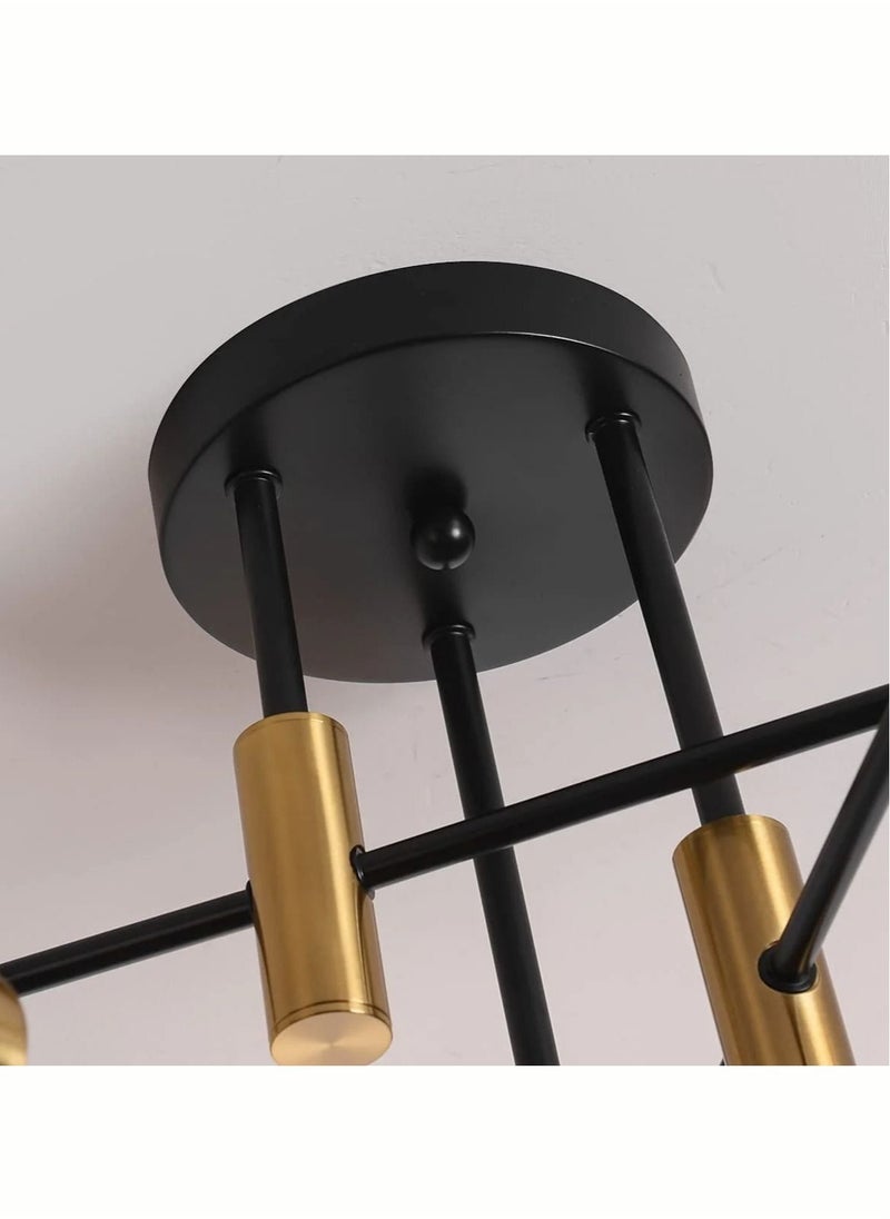 MIXDE - Modern Chandelier Mid Century Industrial Gold and Black Light Semi Flush Mount Ceiling Light Fixture For Bedroom Dining Room living Room 4-Light (E27 Bulb Not Included) - Image 1