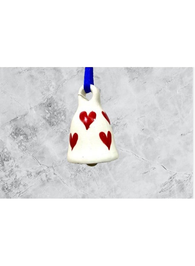 Altaica Beautiful Handmade Ceramic Wall Door Hangings and Heart Painted Bells with Resonating Sound Temple for Home and Office Decoration Multicolour Pack of 6 - Image 4