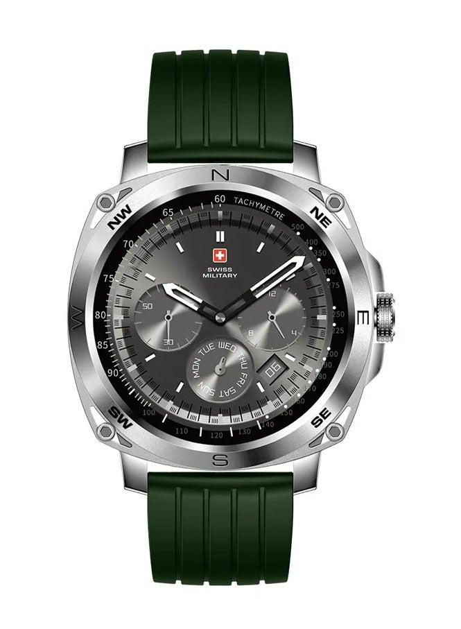 SWISS MILITARY Swiss Military DOM4 Smartwatch – Green Silicone Strap | 1.43'' AMOLED Display, Health Tracking, Wireless Charging & Built-in Compass - Green  - Image 1