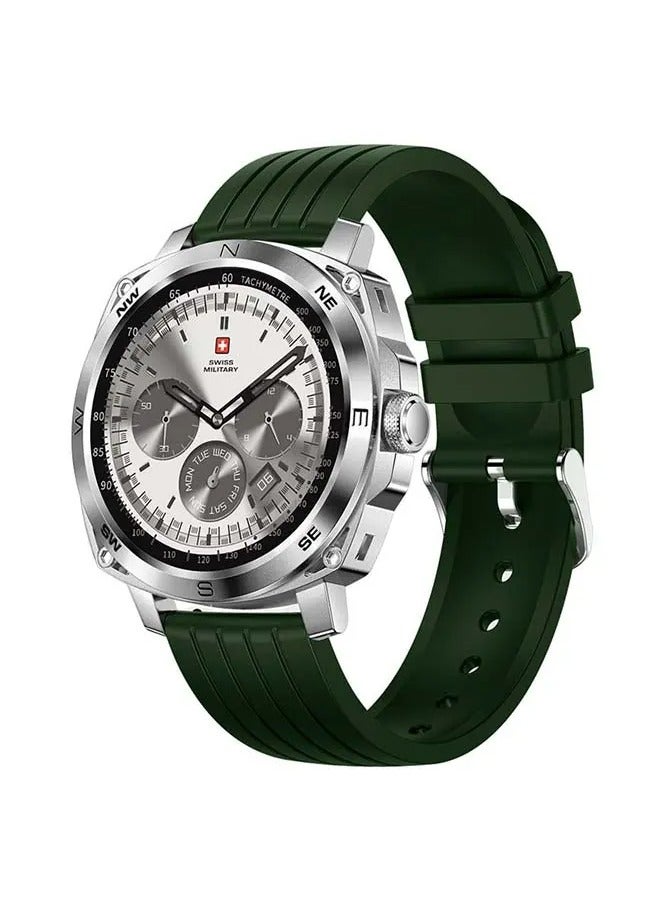 SWISS MILITARY Swiss Military DOM4 Smartwatch – Green Silicone Strap | 1.43'' AMOLED Display, Health Tracking, Wireless Charging & Built-in Compass - Green  - Image 2