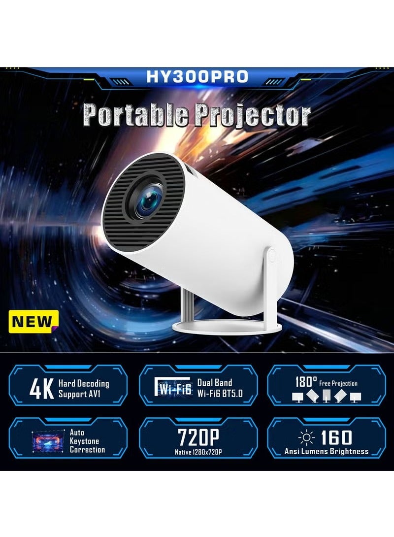 4K Mini Projector portable 2025 with Stunning Clarity and Portability WIFI Android 11.0 Full HD 1080P for Indoor Outdoor Compatible with TV Stick/HDMI/USB/PS5/iOS/PS4