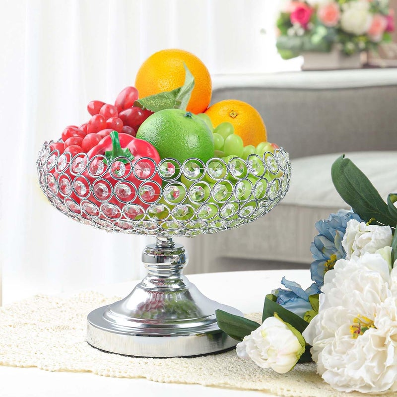 kolnlala HollowCarved Design Crystal Fruit Bowl for Table CenterpieceCounterGorgeous Fruit tray for your KitchenNice Gift for herSilver Bowl shape 1pc - Image 2