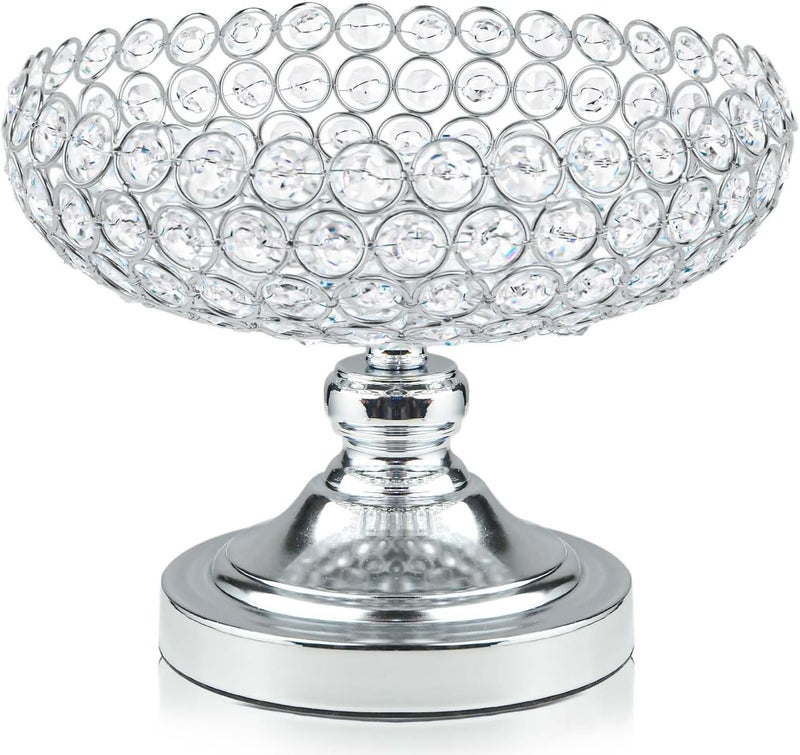 kolnlala HollowCarved Design Crystal Fruit Bowl for Table CenterpieceCounterGorgeous Fruit tray for your KitchenNice Gift for herSilver Bowl shape 1pc - Image 1
