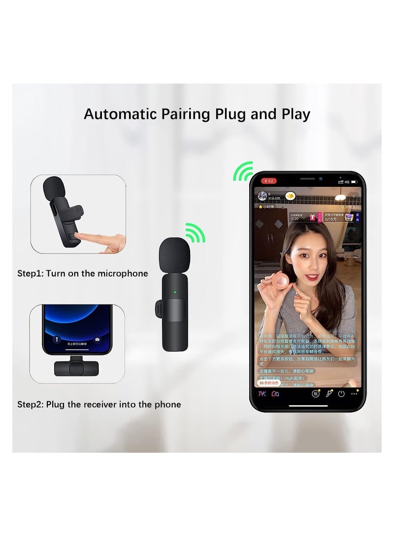 Wireless Lavalier Microphone for iPhone iPad USB C Smartphone, Plug and Play Mini Mic for YouTube TikTok Live Streaming Gaming K Song Recording Auto Noise Reduction - Image 3