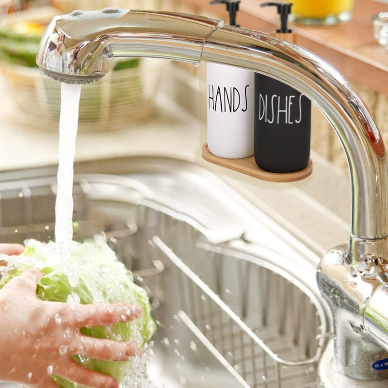 MeRaYo Soap Dispenser for Kitchen Handwash Dispenser Dish Wash Dispenser Liquid Soap Dispenser for Kitchen Sink Dishwash and Hand Wash Liquid Dispensers Pump with Bamboo Tray Glass 17 Ounces - Image 4