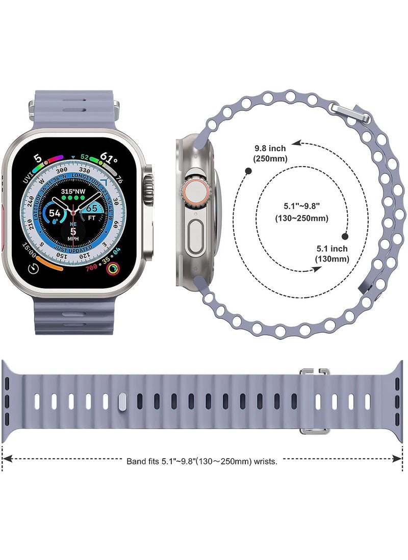Color Fans - Soft Silicone Ocean Sports Strap Compatible Apple Watch 41mm 40mm 38mm for Men Women, Adjustible Watch Band for Apple Watch SE/Series 9/8/7/6/5/4/3/2/1 - Lavender Gray - Image 1