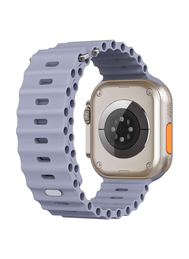 Color Fans - Soft Silicone Ocean Sports Strap Compatible Apple Watch 41mm 40mm 38mm for Men Women, Adjustible Watch Band for Apple Watch SE/Series 9/8/7/6/5/4/3/2/1 - Lavender Gray - Image 1