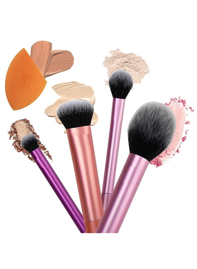 HUDA GIRL BEAUTY Professional Makeup Brush Set, Everyday Essentials Real Techniques Blush, Foundation, Shadow, Highlighter, Concealer with Sponge for Girls - Image 3