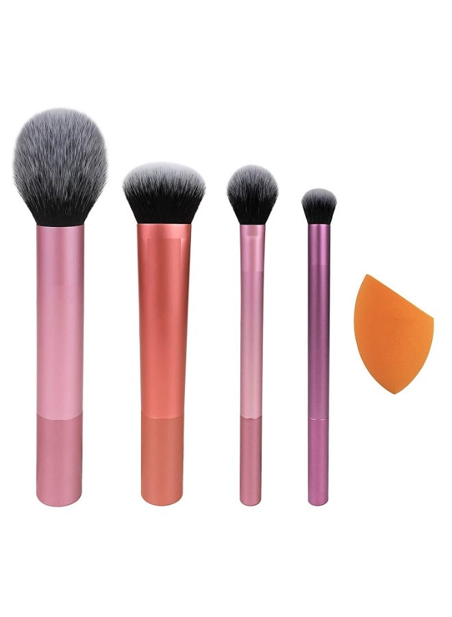 HUDA GIRL BEAUTY Professional Makeup Brush Set, Everyday Essentials Real Techniques Blush, Foundation, Shadow, Highlighter, Concealer with Sponge for Girls - Image 2