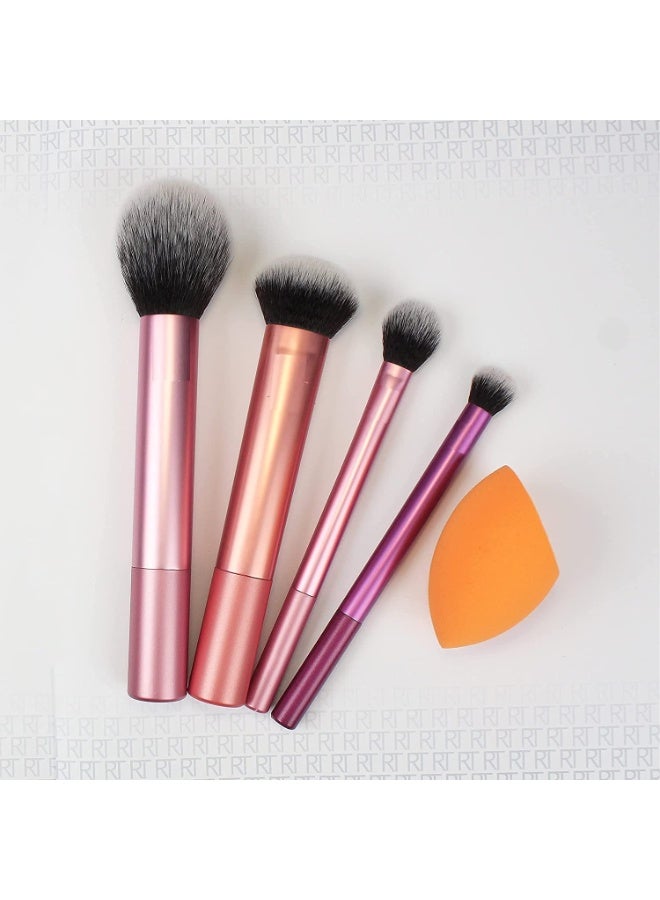 HUDA GIRL BEAUTY Professional Makeup Brush Set, Everyday Essentials Real Techniques Blush, Foundation, Shadow, Highlighter, Concealer with Sponge for Girls - Image 4