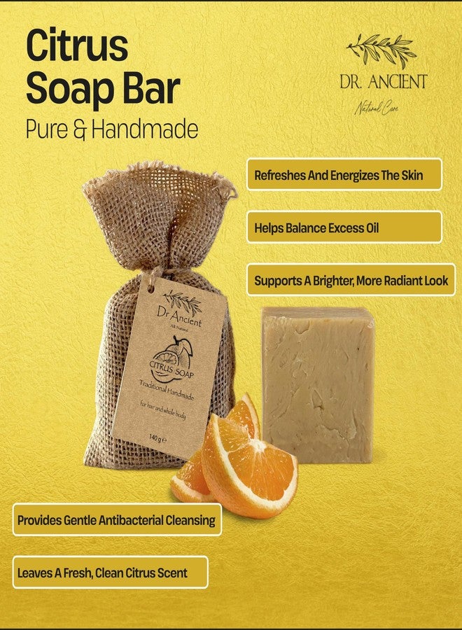 Dr.Ancient Citrus Soap Bar, Organic Soap Bars Handcrafted the Traditional Way, Natural Chemical-Free, Vegan, Used for Face Wash, Body Wash, and Hand Cleansing, Refreshing, Exfoliating - Image 2