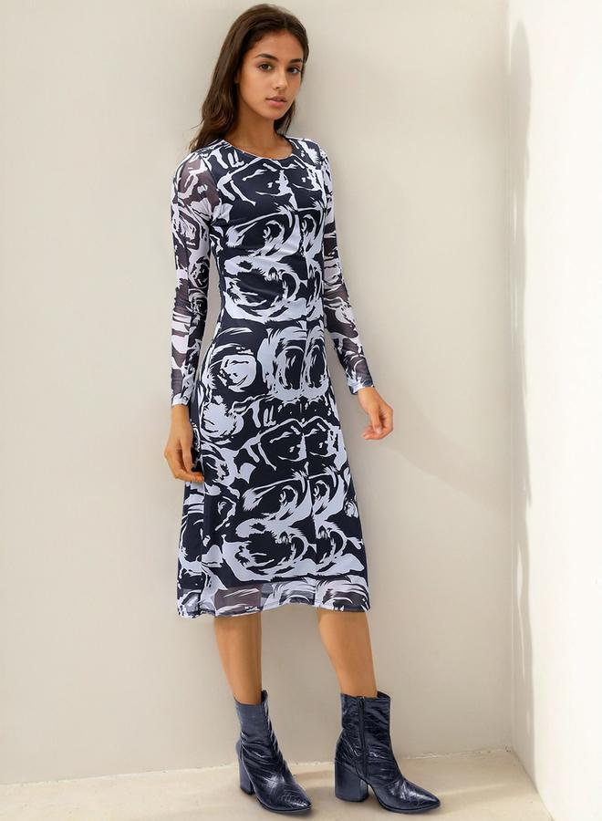 Freehand Black Floral Print Bodycon Midi Dress - Image 2