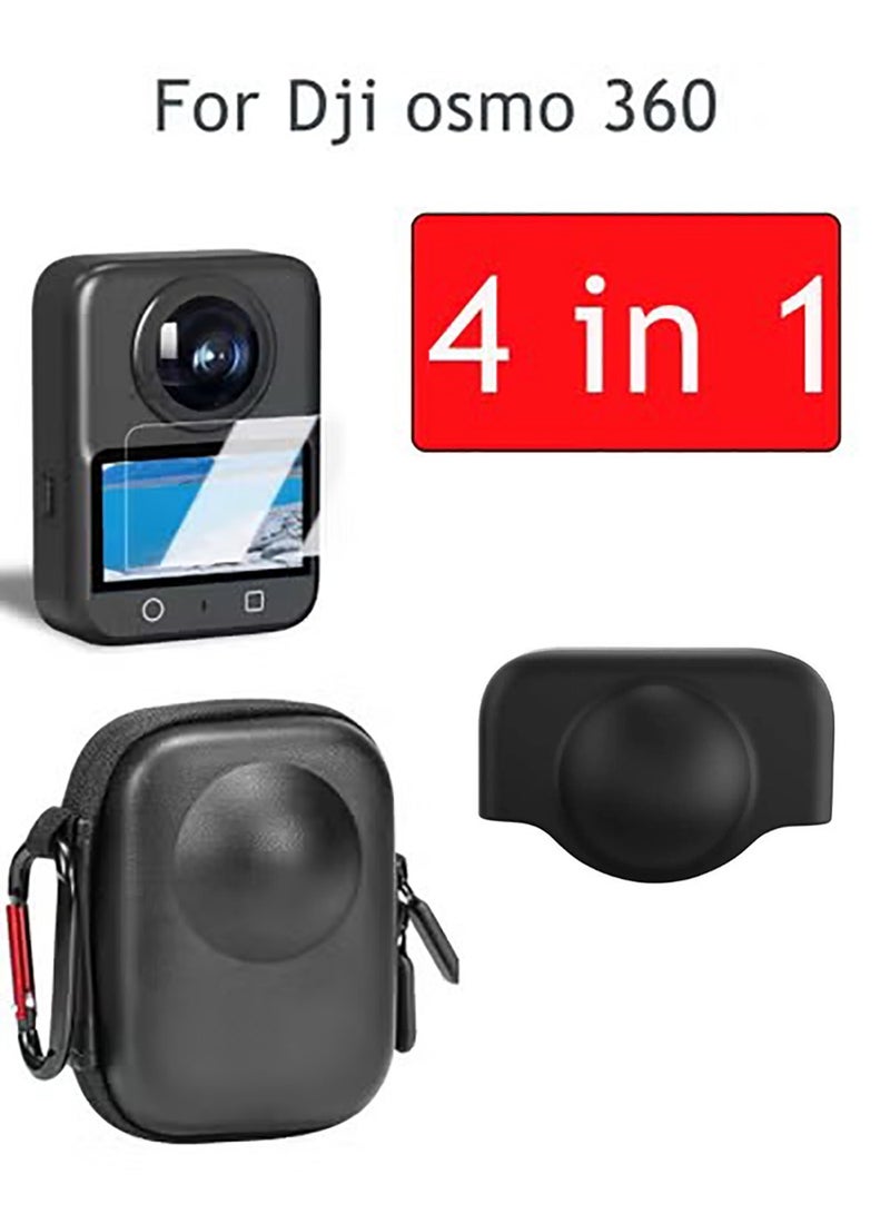 4 in1 HD Film&Lens Cover Cap and Storage Bag&Camera Case for DJI OSMO 360 Tempered Glass Screen Protector Anti-Scratch Protective Case Guard Kit - Image 1