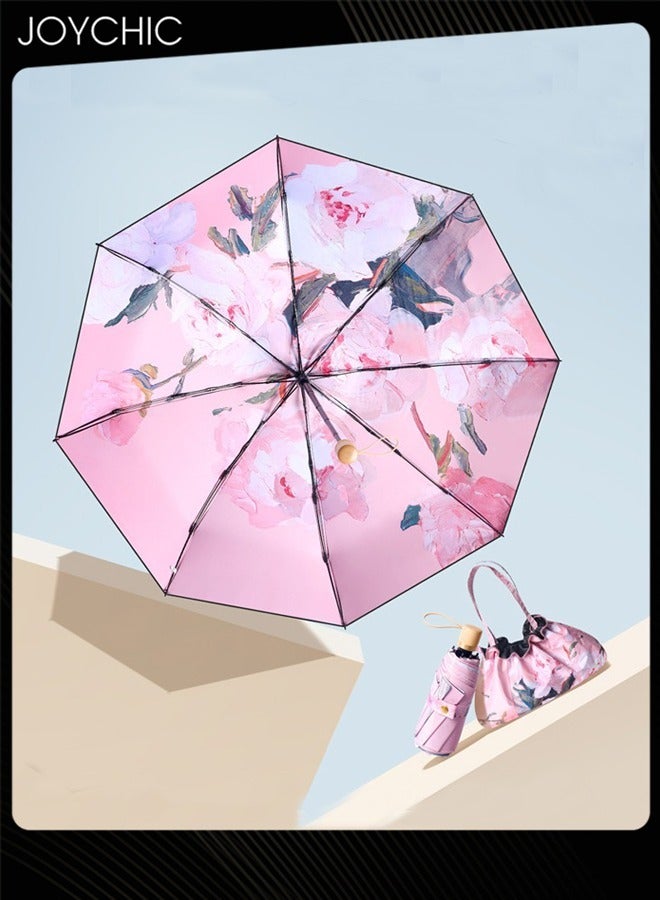 Joychic Printing Lightweight Portable Windproof Parasol Umbrella with UV Protection Multicolor  - Image 2