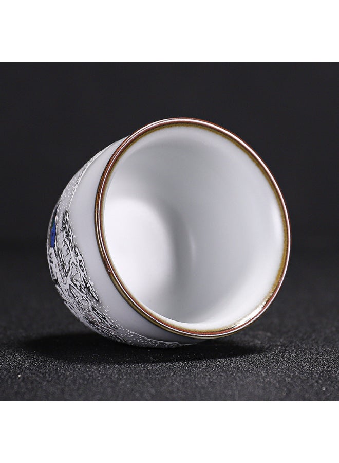 Ru Kiln Teacup Master Cup Individual Single Cup Open Piece Ice Flower Glaze Ceramic Tea Tasting Cup Kung Fu Tea Set Tea Bowl Gift Box-Color:Ru Kiln Moon White Bell Cup-apple Collect And Purchase To Get A Tea Towel-Capacity:Other  - Image 3