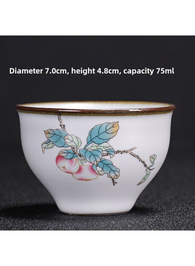 Ru Kiln Teacup Master Cup Individual Single Cup Open Piece Ice Flower Glaze Ceramic Tea Tasting Cup Kung Fu Tea Set Tea Bowl Gift Box-Color:Ru Kiln Moon White Bell Cup-apple Collect And Purchase To Get A Tea Towel-Capacity:Other  - Image 1