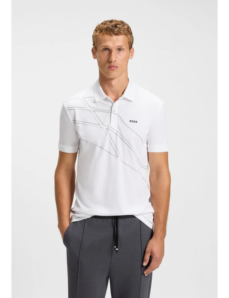 BOSS Paddy cotton-blend polo shirt with artwork