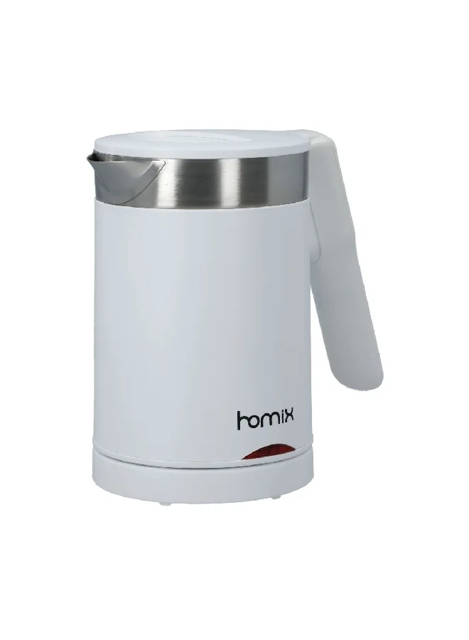 homix 1000W Automatic Shut-Off Electric Kettle with Carry Bag White and Silver 0.6 L D2606
