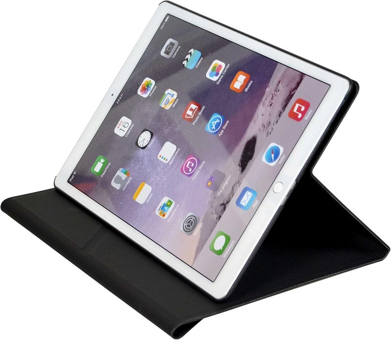 بورت ديزاينز حافظة سفر أنيقة من الجلد الصناعي عالية الجودة، مناسبة لجهاز Apple iPad Pro مقاس 9.7 بوصة، مع مقبض داخلي مانع للانزلاق وزوايا رؤية متعددة - لون أسود - Image 3