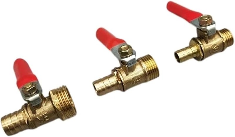 صمام كرة نحاسي بشوكة 1 4 بوصة موصل ذكر بخيط 12 مم خرطوم بارب قطعة تثبيت أنابيب نحاسية - Image 5