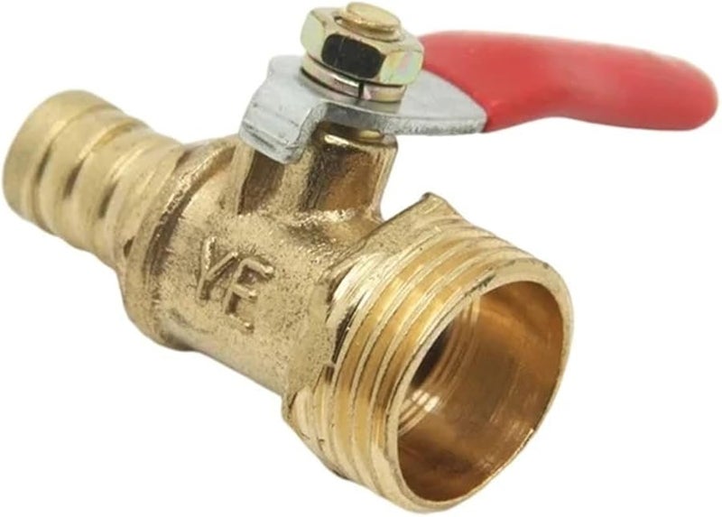 صمام كرة نحاسي بشوكة 1 4 بوصة موصل ذكر بخيط 12 مم خرطوم بارب قطعة تثبيت أنابيب نحاسية - Image 1