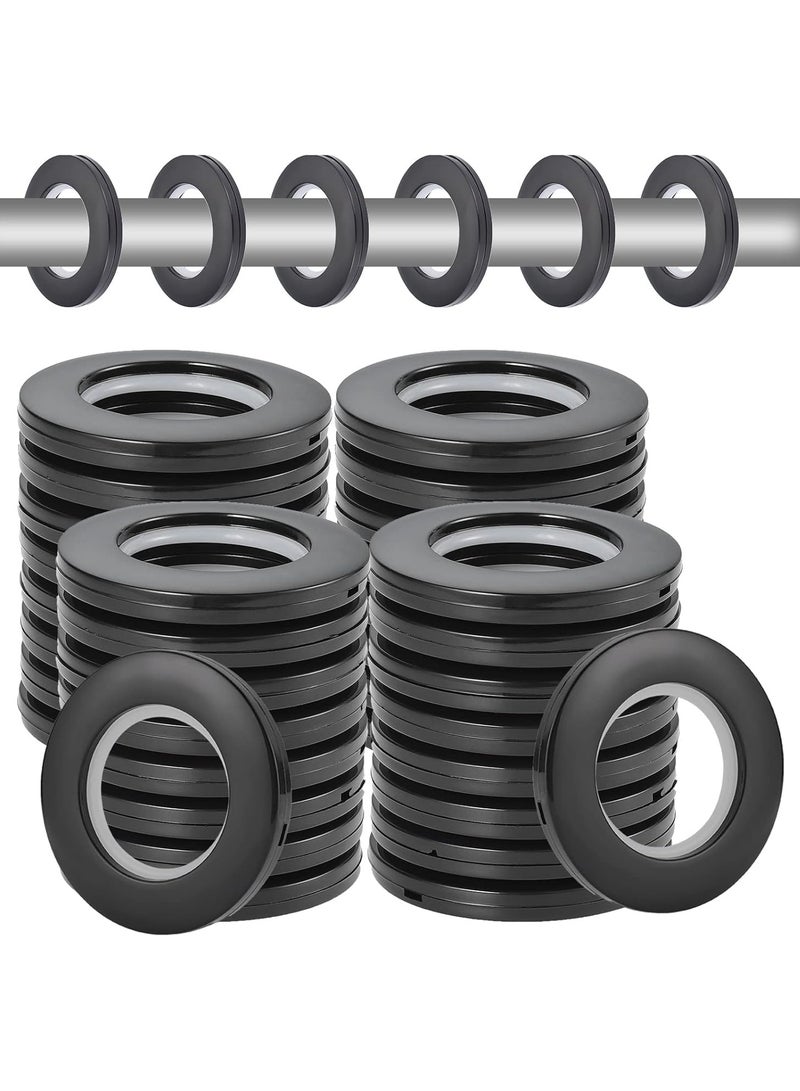 AL WADI FURNITURE AWF Al Wadi Furniture Pack of 50 Black Curtain Grommets Round Plastic Curtain Eyelet Rings with nano-scale silencer ring, DIY Rings for Window Curtain, Shower Curtain, Locker Room Door Curtain  - Image 1