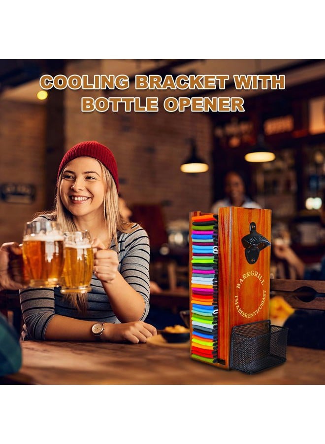 LEIRUOTM 2-in-1 Wooden Can Cooler with Bottle Opener - Beer Can Sleeves Organizer & Dispenser - Great Gifts for Beer Lovers - 12"" Size (Wood) - Image 5