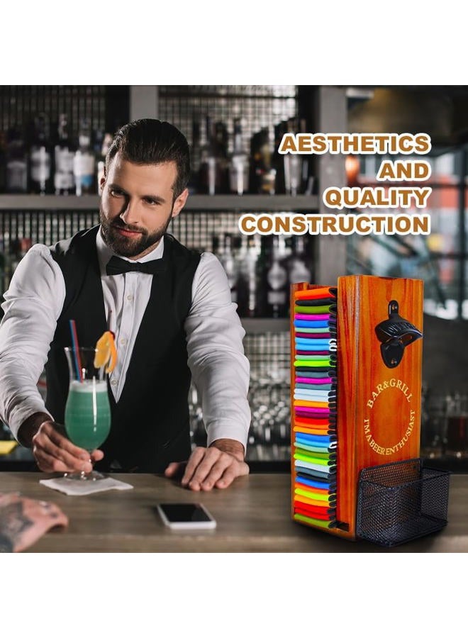 LEIRUOTM 2-in-1 Wooden Can Cooler with Bottle Opener - Beer Can Sleeves Organizer & Dispenser - Great Gifts for Beer Lovers - 12"" Size (Wood) - Image 3