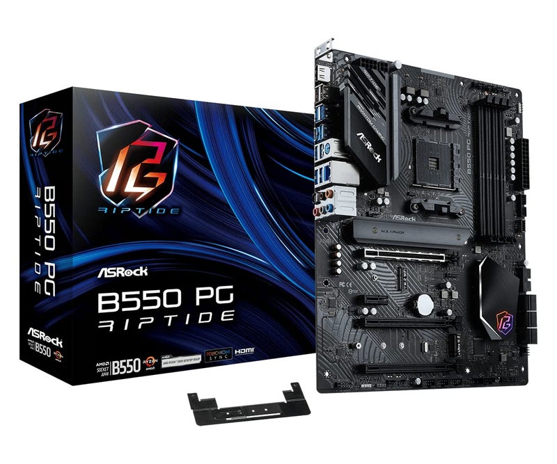ASRock AMD B550 PG Riptide ATX Motherboard Dual Channel DDR4 4933 MHz AM4 Socket 128 GB SATA3 6.0 Gb/s M.2 - Image 1