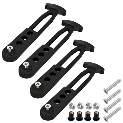 YRMJ 4 Pack Boat Telescoping Ladder Rubber Strap Boarding Fixed Lock Belt Adjustable 4-Hole Installation for Pontoon Boat Yacht Roof RV Folding Ladder - Image 1