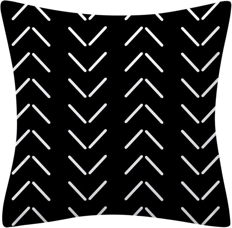 Drmstow Set of 4 Pillow Covers 18x18 Inches Black and White Boho Throw Pillow Covers Modern Geometric Pattern Decorative Cushion Pillowcases for Home Decor Couch Bedroom Sofa Chair Car - Image 2