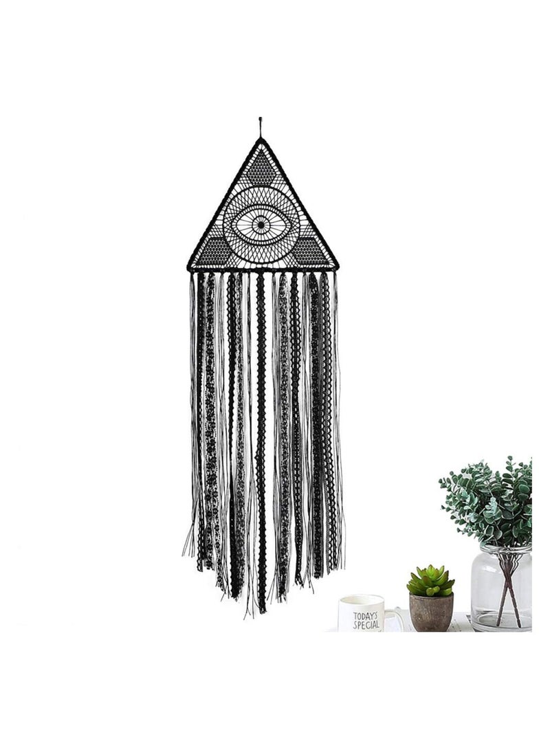 SOLARAE Dream Catcher, Macrame Wall Hanging, Evil Eye Dream Catchers, Pure Black Dream Catcher, Large Dream Catcher, Wall Haning Gift, for Bedroom Home Decoration Bohemian Apartment Ornament Craft Gift - Image 2