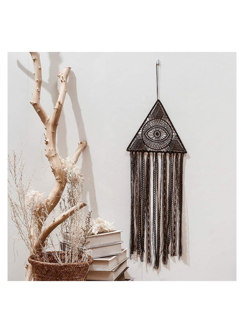 SOLARAE Dream Catcher, Macrame Wall Hanging, Evil Eye Dream Catchers, Pure Black Dream Catcher, Large Dream Catcher, Wall Haning Gift, for Bedroom Home Decoration Bohemian Apartment Ornament Craft Gift - Image 1
