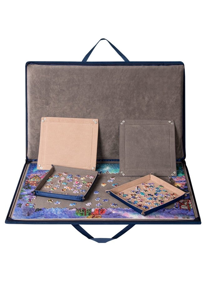 Lavievert 1000 Piece Jigsaw Puzzle Board with Padded Cover, Portable Case with 4 Sorting Trays & Detachable Board, Puzzle Caddy Storage Saver with Non-Slip Surface for Adults and Kids - Image 1
