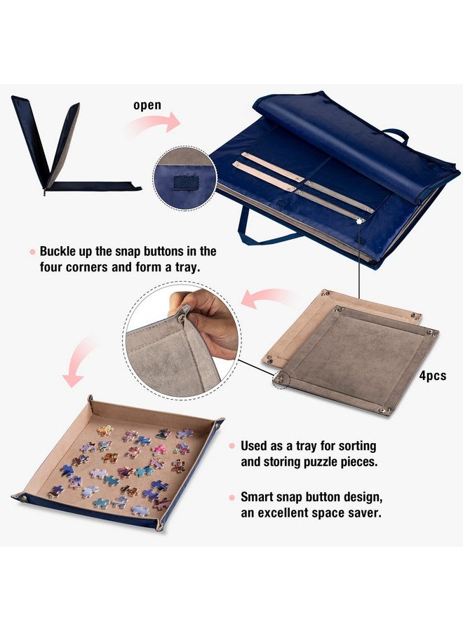 Lavievert 1000 Piece Jigsaw Puzzle Board with Padded Cover, Portable Case with 4 Sorting Trays & Detachable Board, Puzzle Caddy Storage Saver with Non-Slip Surface for Adults and Kids - Image 3
