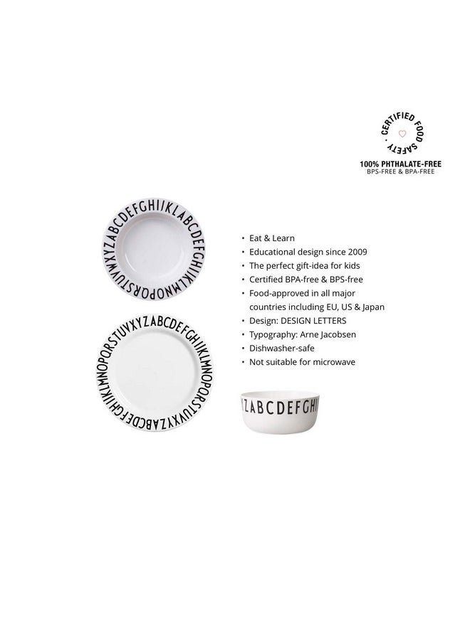 Design letters Design Letters Eat & Learn ABC Gift Set for Baby and Kids (White) - BPA-Free and BPS-Free, Contains 3 pcs, a Plate, deep Plate and a Bowl, Accessories are Sold Separately, Dishwasher Safe  - Image 1
