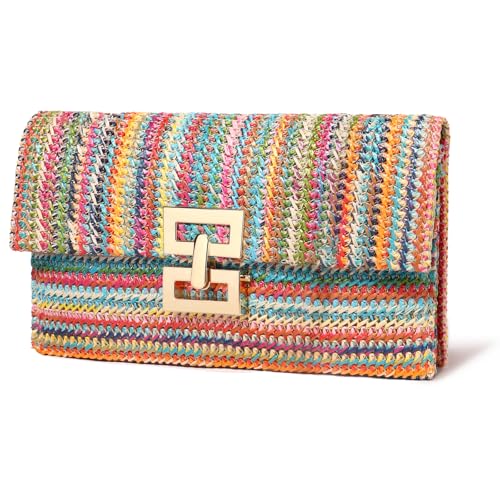 LUOFMISS Straw Clutch Purse Crossbody Bag for Women Designer Evening Handbag Casual Summer Beach Straw Shoulder Bag - Image 1