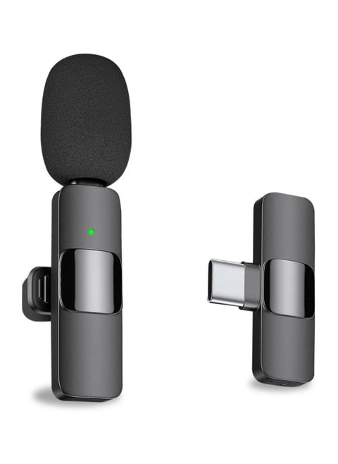 Professional Wireless Lavalier Lapel Microphone for Android Computer - Cordless Omnidirectional Condenser Recording Mic with USB C Interface for Interview Video Podcast Vlog YouTube