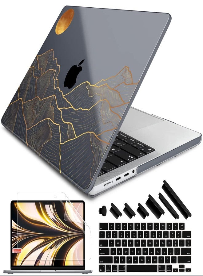 DONGKE for M3 MacBook Pro 14 inch Case 2024 2023 2021 A2918 A2992 M2 A2779 M1 A2442 Pro/Max, Plastic Hard Shell Cover for Mac Pro 14" with Retina XDR Display & Touch ID, Abstract Mountain - Image 1