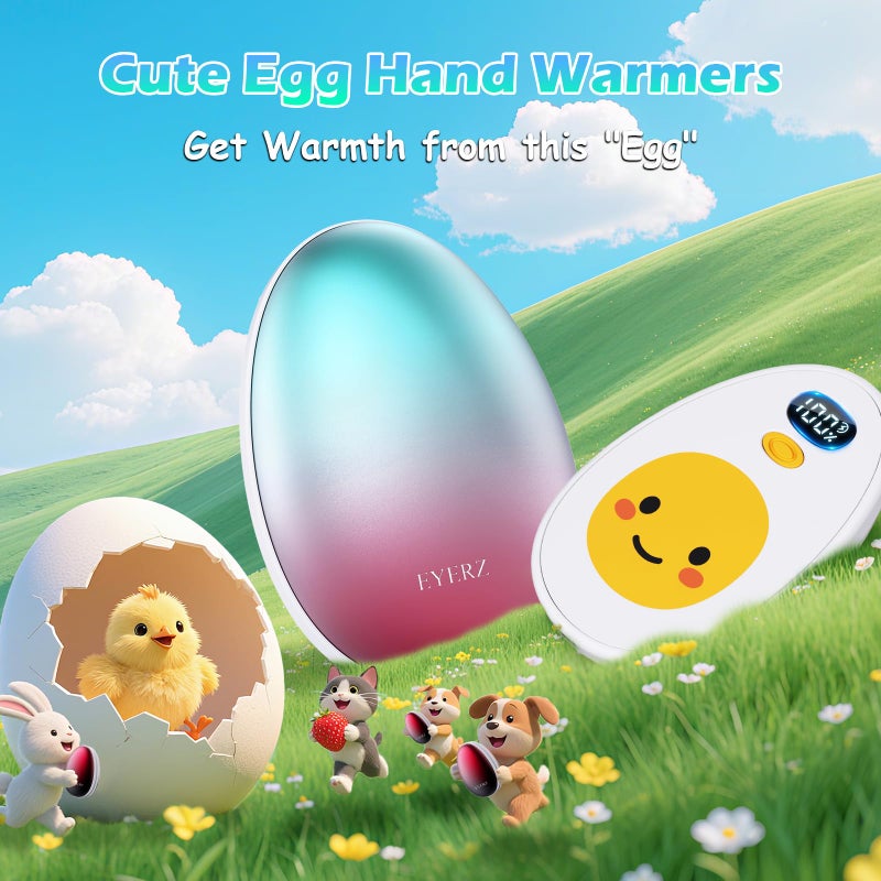 EYERZ Hand Warmers Rechargeable 2 Pack, Egg Electric Hand Warmers with LED Display & 4 Heat Levels, Magnetic Hand Heater for Women, Kids, Men, Raynauds Essentials, Gifts for Christmas, Birthday, Valentine - Image 3