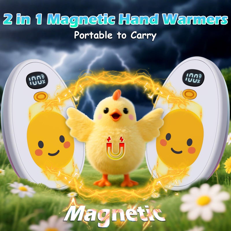 EYERZ Hand Warmers Rechargeable 2 Pack, Egg Electric Hand Warmers with LED Display & 4 Heat Levels, Magnetic Hand Heater for Women, Kids, Men, Raynauds Essentials, Gifts for Christmas, Birthday, Valentine - Image 4