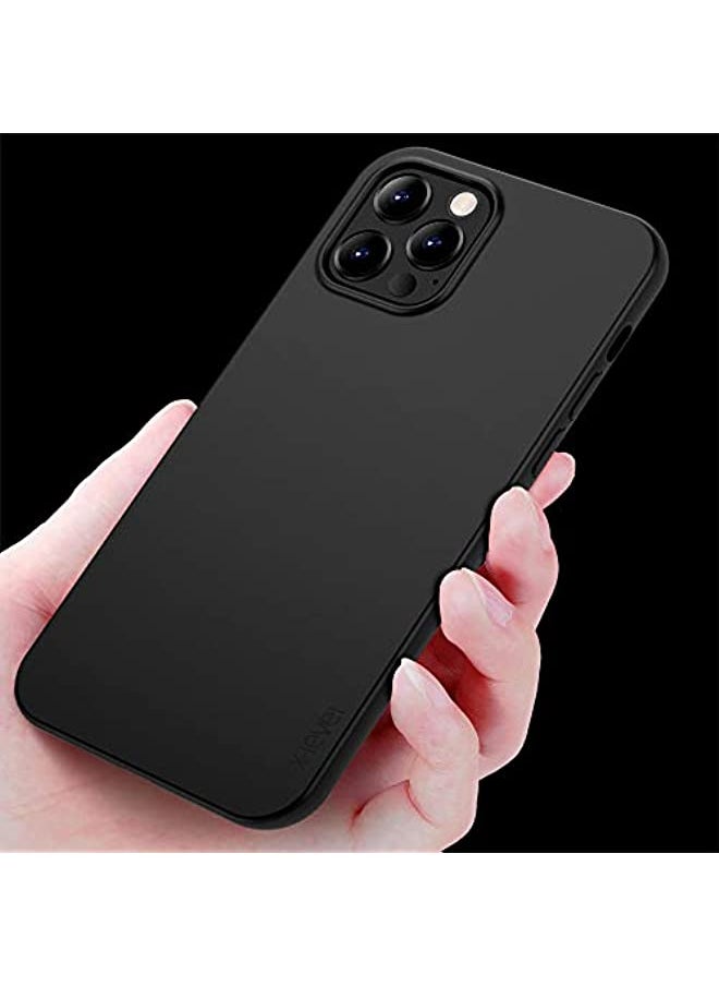 حافظة X-level لهاتف iPhone 12 Pro Max ذات مقاس نحيف وناعمة من مادة TPU ذات سطح غير لامع ورفيعة للغاية وخفيفة الوزن وغطاء خلفي وقائي كامل متوافق مع Apple iPhone 12 Pro Max 6.7 بوصة (إصدار 2020) - أسود