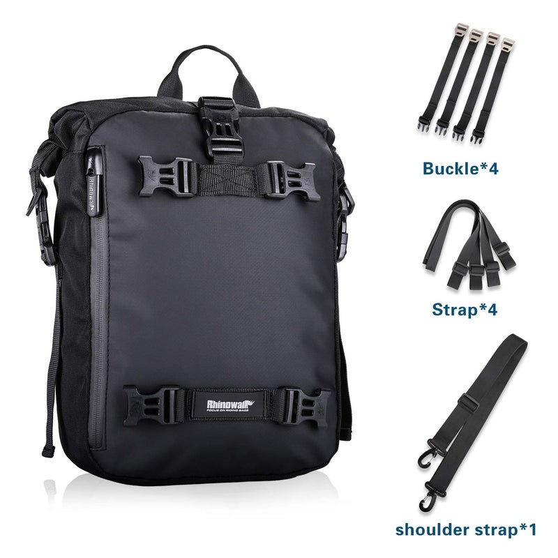 Rhinowalk Rhinowalk Motor Pannier Bag 10/20/30L Multifunctional Waterproof Rear Rack Trunk Motorcycle Seat Bag, Black 10L  - Image 2