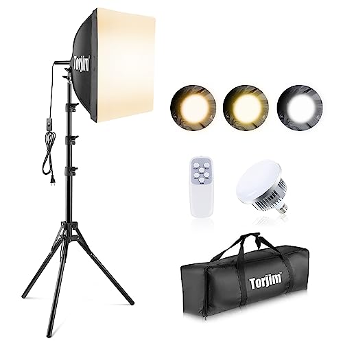 Torjim طقم إضاءة تصوير تورجيم سوفت بوكس 16 × 16 - طقم إضاءة سوفت بوكس احترافي مع لمبات LED 85W 30007500K - أضواء استوديو للتصوير والفيديو والبث المباشر وتصوير البورتريه - Image 1